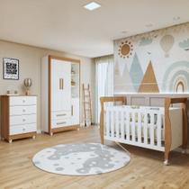 Quarto de Bebê Completo com Cômoda, Berço e Guarda Roupas Mia