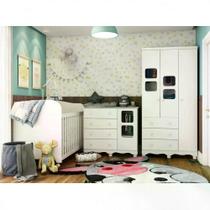Quarto de Bebê Completo com Cômoda Guarda Roupa com Janela e Berço 100% MDF Uli Móveis Peroba Branco Brilho Quarto de Bebê Completo com Cômoda Guarda Roupa com Janela e Berço 100% MDF Uli Móveis Peroba Branco Brilho