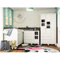Quarto de Bebê Completo com Cômoda Guarda Roupa com Janela e Berço 100% MDF Uli Quarto de Bebê Completo com Cômoda Guarda Roupa com Janela e Berço 100% MDF Uli