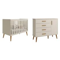 Quarto de Bebê Completo com Cômoda Sapateira 4 Gavetas 1 Porta e Berço Isis Bege/Areia Quarto de Bebê Completo com Cômoda Sapateira 4 Gavetas 1 Porta e Berço Isis Bege/Areia