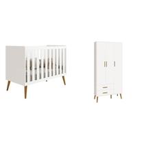 Quarto de Bebê Completo com Guarda Roupa 3 Portas 2 Gavetas e Berço Isis