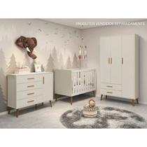 Quarto de Bebê Completo com Guarda Roupa 4 Portas 2 Gavetas, Cômoda Sapateira 4 Gavetas e 1 Porta e