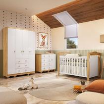 Quarto de Bebê Completo com Guarda-roupa 4 Portas e Cômoda e Berço Nina 100% Mdf Espresso Móveis Branco Brilho/Amêndoa Quarto de Bebê Completo com Guarda-roupa 4 Portas e Cômoda e Berço Nina 100% Mdf Espresso Móveis Branco Brilho/Amêndoa