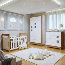 Quarto de Bebê Completo com Guarda-Roupa Berço e Cômoda Bibi