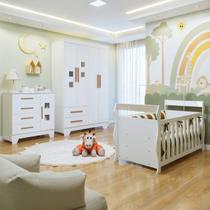 Quarto de Bebê Completo com Guarda-roupa, Berço e Cômoda Sonho