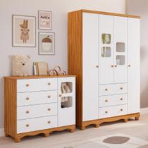 Quarto de Bebê Completo com Guarda Roupa Uli 4 Portas Cômoda Uli 4 Gavetas