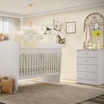 Quarto de Bebê Completo Cômoda 4 Gavetas com Berço Céu