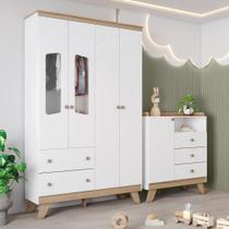 Quarto de Bebê Completo Cômoda e Roupeiro Noah Espresso Móveis Branco/Jequitibá Quarto de Bebê Completo Cômoda e Roupeiro Noah Espresso Móveis Branco/Jequitibá