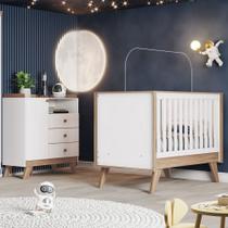 Quarto de Bebê Completo Confete 1 Porta 3 Gavetas Branco/Jequitibá - Henn Quarto de Bebê Completo Confete 1 Porta 3 Gavetas Branco/Jequitibá - Henn