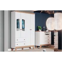 Quarto de Bebê Completo Confete 2 Peças (1 Guarda Roupa + 1 Cômoda) QI66 Branco/Jequitiba - Henn Quarto de Bebê Completo Confete 2 Peças (1 Guarda Roupa + 1 Cômoda) QI66 Branco/Jequitiba - Henn