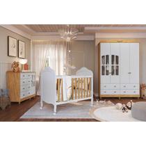 Quarto de Bebê Completo Elô 3 Peças (1GuardaRoupa+1Berço+1Cômoda) QI119 Branco/Amendoa - Peroba Quarto de Bebê Completo Elô 3 Peças (1GuardaRoupa+1Berço+1Cômoda) QI119 Branco/Amendoa - Peroba