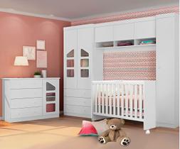 Quarto de Bebê Completo Eloisa com Berço Doce Sonho Branco Brilho - Phoenix Baby