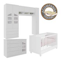 Quarto de Bebê Completo Eloisa Phoenix Baby + Berço Qmovi 1344 Branco + Colchão Gazin Quarto de Bebê Completo Eloisa Phoenix Baby + Berço Qmovi 1344 Branco + Colchão Gazin