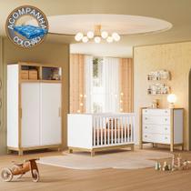 Quarto de Bebê Completo Flora com Berço Cômoda e Roupeiro 5085 Branco Qmovi Colchão Ortobom Quarto de Bebê Completo Flora com Berço Cômoda e Roupeiro 5085 Branco Qmovi Colchão Ortobom