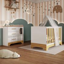 Quarto de Bebê Completo Gabi 100% Mdf 1 Porta 3 Gavetas Branco/Amêndoa - Pnr Móveis Quarto de Bebê Completo Gabi 100% Mdf 1 Porta 3 Gavetas Branco/Amêndoa - Pnr Móveis