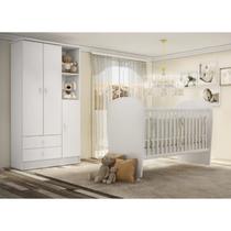 Quarto de Bebê Completo Guarda Roupa 3 Portas 2 Gavetas com Berço Arco-Íris