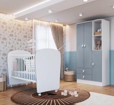 Quarto de Bebê Completo Guarda Roupa 3 Portas 2 Gavetas com Berço Arco-Íris Quarto de Bebê Completo Guarda Roupa 3 Portas 2 Gavetas com Berço Arco-Íris