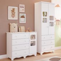Quarto de Bebê Completo Guarda Roupa Uli 2 Portas Cômoda Uli MDF