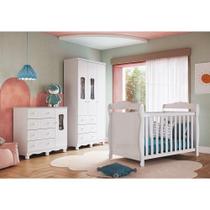 Quarto de Bebê Completo Guarda Roupas Cômoda com Janelas e Berço 100% Mdf Aurora Espresso Móveis Branco Brilho Quarto de Bebê Completo Guarda Roupas Cômoda com Janelas e Berço 100% Mdf Aurora Espresso Móveis Branco Brilho