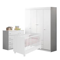 Quarto de Bebê Completo Helena Phoenix Baby com Berço Qmovi 1344 Branco