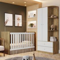 Quarto de Bebê Completo Hope 2 Portas 2 Gavetas Rústico/Branco - Pnr Móveis