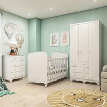 Quarto de Bebê Completo Junior Uli 3 Portas 7 Gavetas 100% Mdf Branco Brilho - Móveis Peroba Quarto de Bebê Completo Junior Uli 3 Portas 7 Gavetas 100% Mdf Branco Brilho - Móveis Peroba