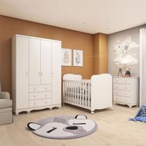 Quarto de Bebê Completo Junior Uli 4 Portas 7 Gavetas 100% Mdf Branco Brilho - Móveis Peroba Quarto de Bebê Completo Junior Uli 4 Portas 7 Gavetas 100% Mdf Branco Brilho - Móveis Peroba