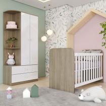 Quarto de Bebê Completo Labirinto 2 Portas 2 Gavetas Rústico/Branco - Henn Quarto de Bebê Completo Labirinto 2 Portas 2 Gavetas Rústico/Branco - Henn