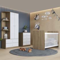 Quarto de Bebê Completo Labirinto 2 Portas 6 Gavetas Rústico/Branco - Henn Quarto de Bebê Completo Labirinto 2 Portas 6 Gavetas Rústico/Branco - Henn