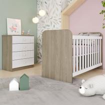 Quarto de Bebê Completo Labirinto 4 Gavetas Rústico/Branco - Henn Quarto de Bebê Completo Labirinto 4 Gavetas Rústico/Branco - Henn