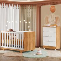 Quarto de Bebê Completo Lara 100% Mdf 4 Gavetas Amadeirado/Branco 5353 - Tigus Baby Quarto de Bebê Completo Lara 100% Mdf 4 Gavetas Amadeirado/Branco 5353 - Tigus Baby