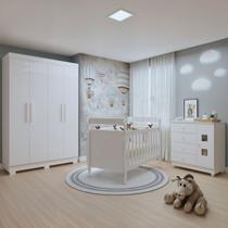 Quarto de Bebê Completo Lipe 5 Portas 7 Gavetas 100% Mdf Branco - Tigus