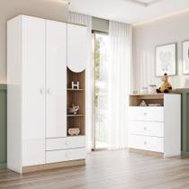 Quarto de Bebê Completo Magia Espresso Móveis Branco/Jequitibá Quarto de Bebê Completo Magia Espresso Móveis Branco/Jequitibá