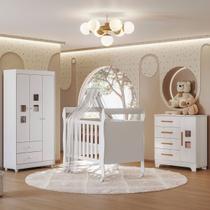 Quarto de Bebê Completo Mila 100% Mdf 4 Portas 6 Gavetas Branco 5425 - Tigus Baby Quarto de Bebê Completo Mila 100% Mdf 4 Portas 6 Gavetas Branco 5425 - Tigus Baby