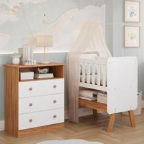 Quarto de Bebê Completo Mini Berço Faura Gaveteiro Smim 100% MDF