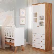 Quarto de Bebê Completo Mini Berço Faura Guarda Roupa Uli 2 Portas 3 Gavetas 100% MDF