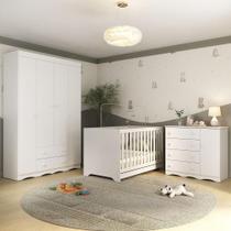 Quarto de Bebê Completo Mp4583 Realeza 5 Portas 6 Gavetas em MDP 122cm Branco Multimóveis
