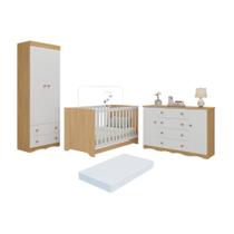 Quarto de Bebê Completo Mp4611 com Berço Americano 3 em 1 4 Portas 6 Gavetas Madeirado-branco Quarto de Bebê Completo Mp4611 com Berço Americano 3 em 1 4 Portas 6 Gavetas Madeirado-branco