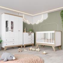 Quarto de Bebê Completo Noah Espresso Móveis Branco/Jequitibá Quarto de Bebê Completo Noah Espresso Móveis Branco/Jequitibá