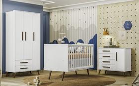 Quarto de Bebe Completo Q Encanto Retrô Branco Qmovi