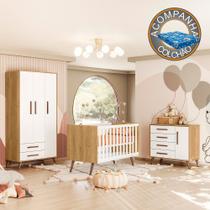 Quarto de Bebê Completo Qencanto Retrô Qmovi Freijó Branco Acetinado + Colchão Ortobom