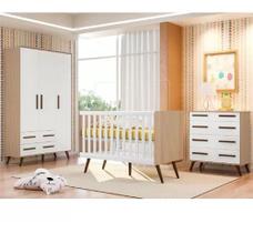 Quarto De Bebê Completo Retrô Berco Padrao Carvalho/branco
