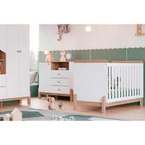 Quarto de Bebê Completo Ternura 2 Peças (1 Cômoda + 1 Berço) QI92 Branco/Jequitiba - Henn
