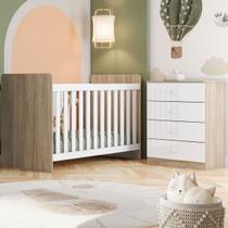 Quarto de Bebê Completo Thaiany 2 Portas 2 Gavetas Rústico/Branco - Bci Móveis