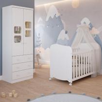 Quarto de Bebê Completo Uli Berço Americano Guarda Roupa 2 Portas 3 Gavetas MDF Faura