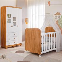 Quarto de Bebê Completo Uli com Guarda Roupa 3 Portas 3 Gavetas e Berço Americano MDF