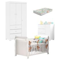 Quarto de Bebê Duda 3 Portas e Berço Americano Lara Branco Brilho com Colchão Gazin Phoenix Baby Quarto de Bebê Duda 3 Portas e Berço Americano Lara Branco Brilho com Colchão Gazin Phoenix Baby