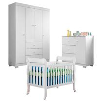 Quarto de Bebê Duda 4 Portas com Berço Americano Lila Branco Brilho Phoenix Baby