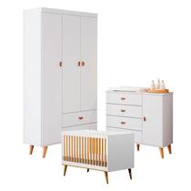 Quarto de Bebê Duda com Berço Americano Ligia Branco Acetinado Bétula Carolina Móveis Quarto de Bebê Duda com Berço Americano Ligia Branco Acetinado Bétula Carolina Móveis