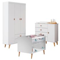 Quarto de Bebê Duda com Berço Americano Ludmila FGN Branco Acetinado Bétula - Carolina